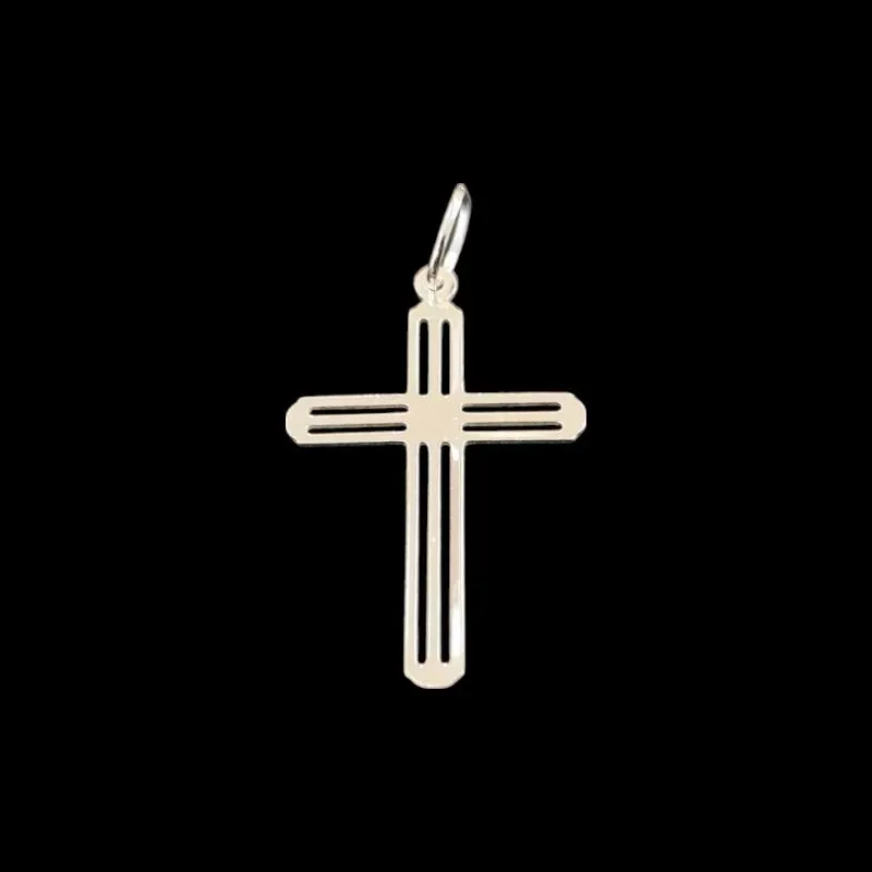 PINGENTE CRUZ LISA VAZADA LASER MEDIA