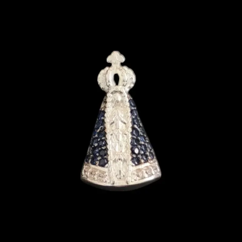 PINGENTE NOSSA SRA DA APARECIDA  MANTO AZUL  CRAVEJADA MINI