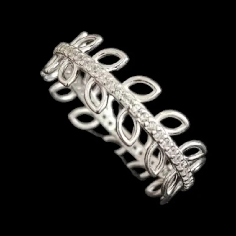 ANEL ALIANÇA INTEIRA FOLHA CRAVEJADA