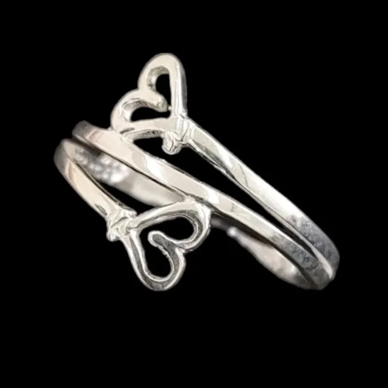 ANEL CORAÇÃO DUPLO INVERTIDO