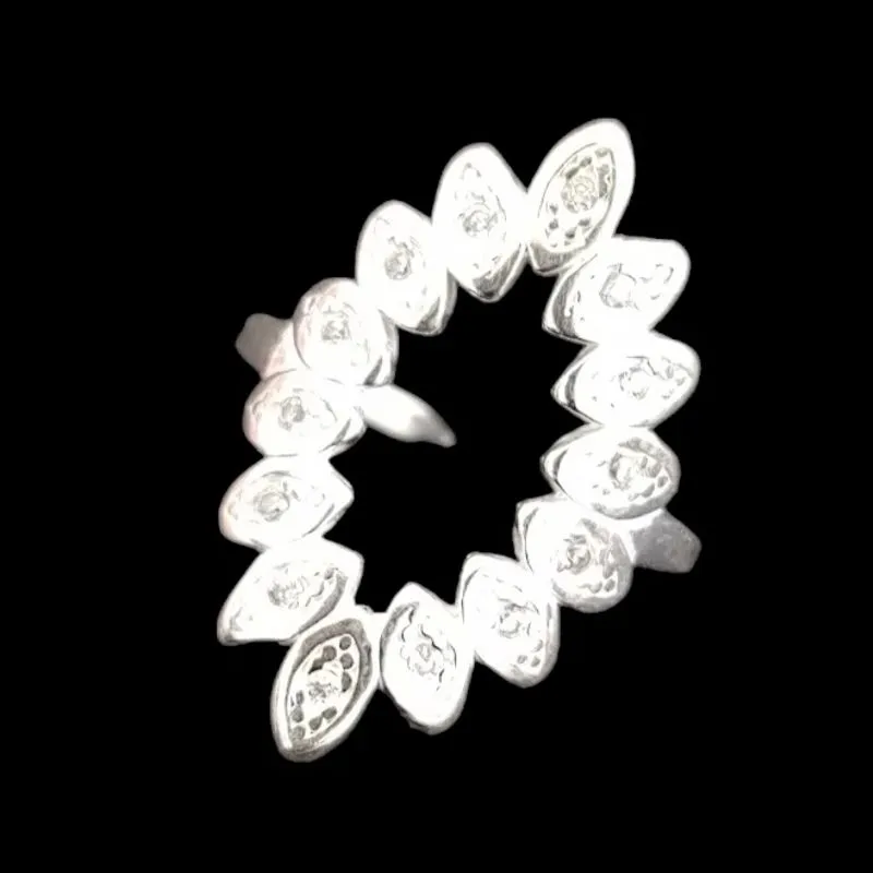 ANEL NAVETE VAZADA COM 14 PEDRAS MICROZIRCONIA