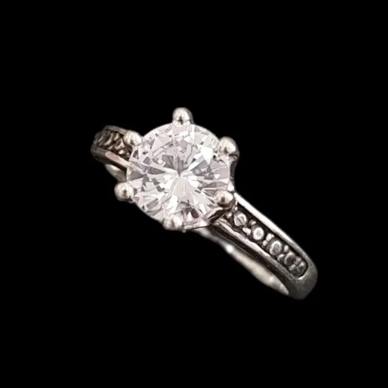 ANEL SOLITÁRIO 6 GARRAS 6,0 MM ENVELHECIDO