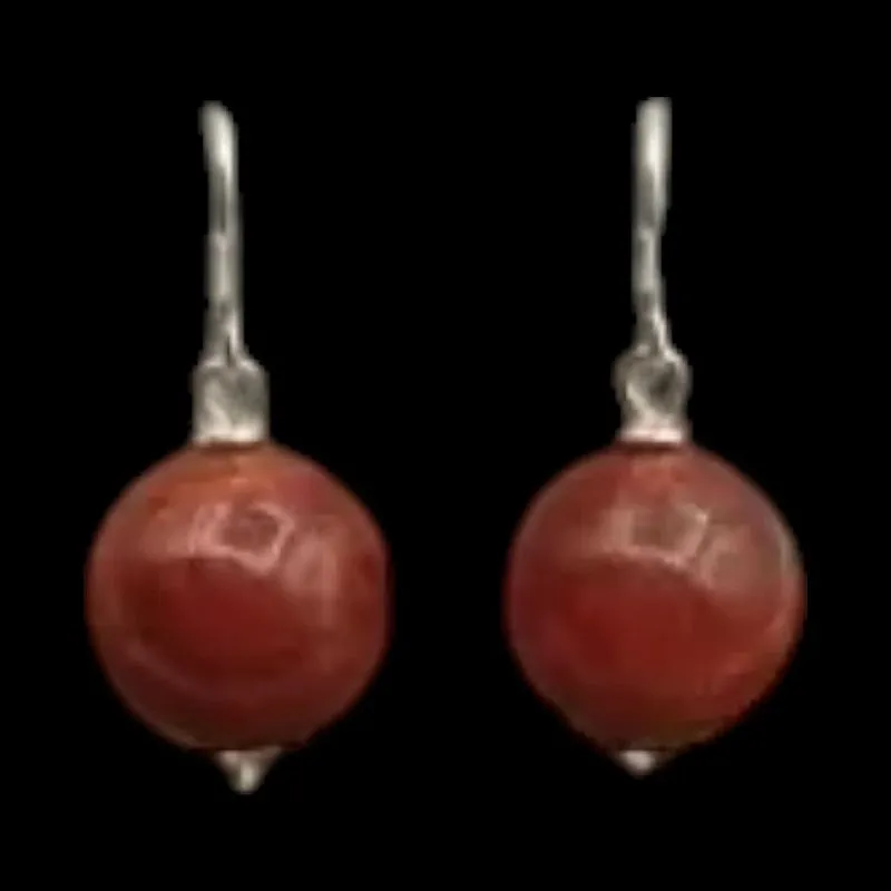 BRINCO BOLA MADEIRA VERMELHA