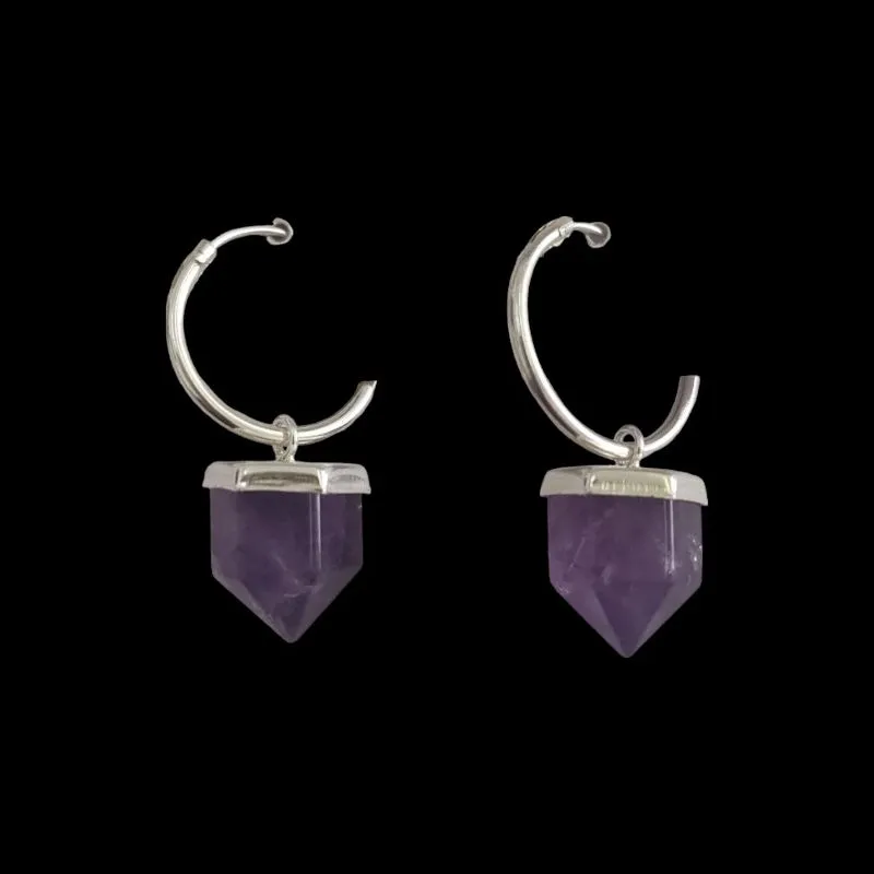 BRINCO PONTA DE CRISTAL PEDRA NATURAL (CORES)