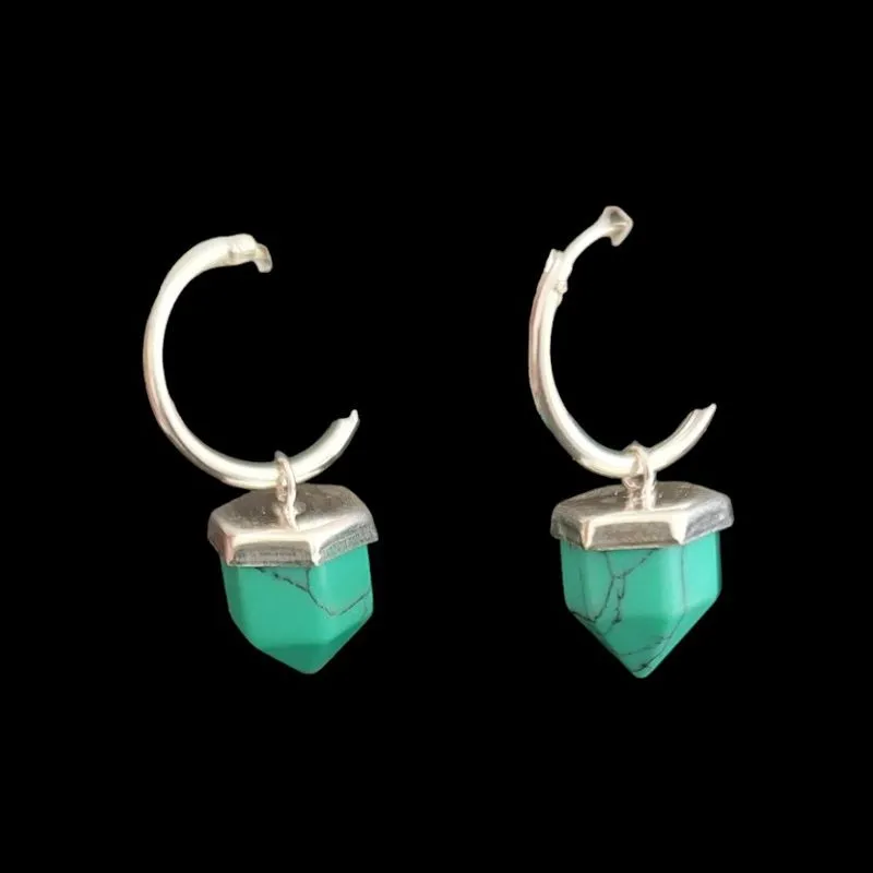 BRINCO PONTA DE CRISTAL PEDRA NATURAL SOL/LUA (CORES)