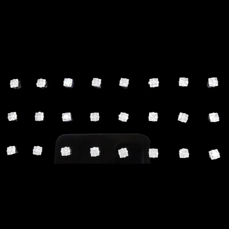 BRINCO ZIRCONIA QUADRADO 3X3 3MM (CARTELA 12 PARES)