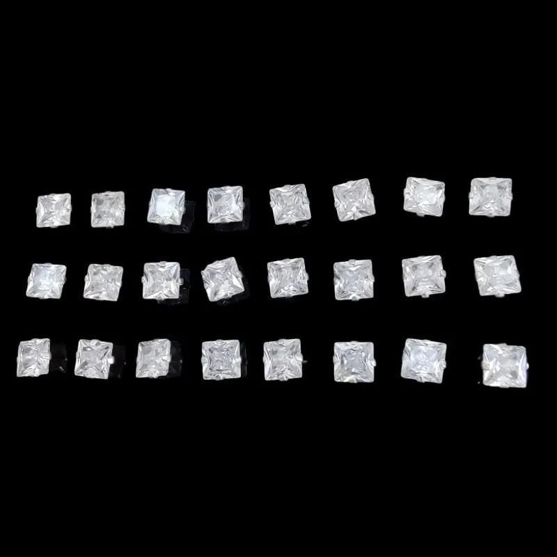 BRINCO ZIRCONIA QUADRADO 6X6 6MM (CARTELA 12 PARES)