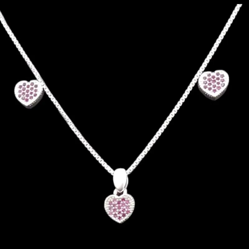 CONJUNTO CORAÇÃO MICROZIRCONIA LILAS