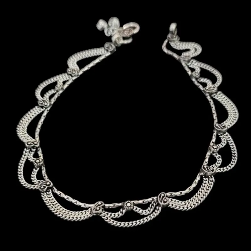 TORNOZELEIRA INDIANA PRATA ENVELHECIDA