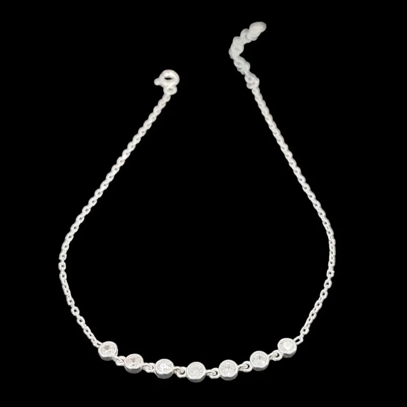 TORNOZELEIRA PEDRA REDONDA 4MM 7 PEDRAS