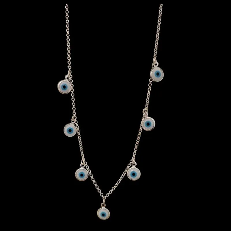 CHOKER OLHO GREGO 7 PEDRAS 8 MM