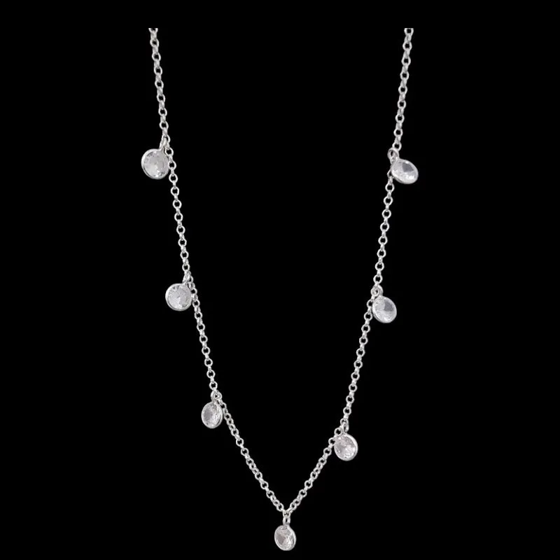 CHOKER REDONDO TRADICIONAL 6 MM 7 PEDRAS BRANCO