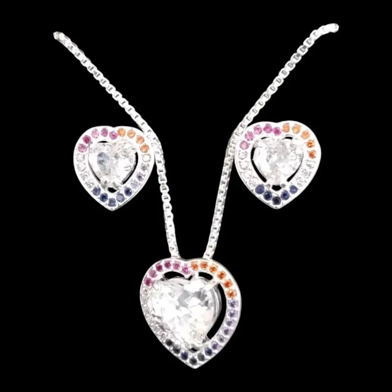 CONJUNTO CORAÇÃO MOLDURA CRAVEJADO (CORES)