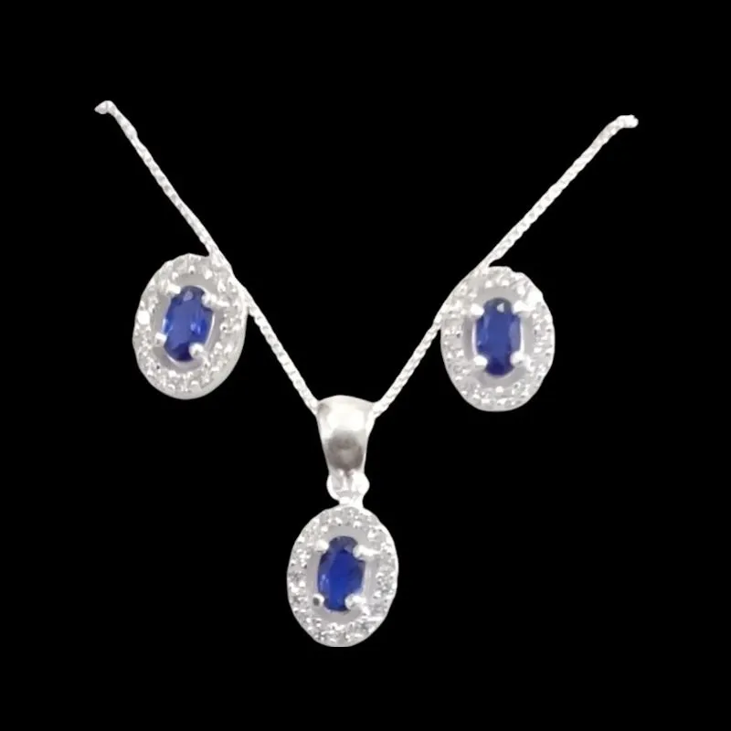 CONJUNTO PEDRA OVAL 3X6 MICROZIRCONIA CRAVEJADA COR AZUL