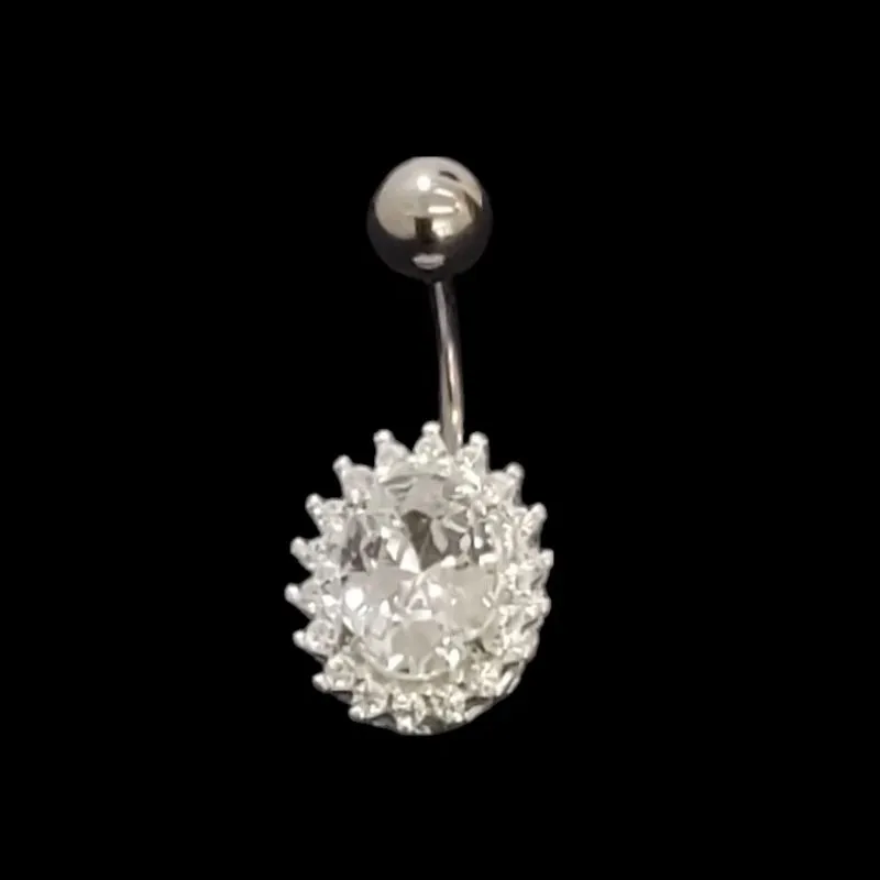 PIERCING DE UMBIGO OVAL ZIRCONIA CRAVEJADO