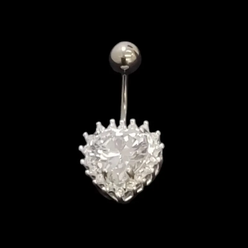 PIERCING DE UMBINGO CORAÇÃO ZIRCONIA CRAVEJADO