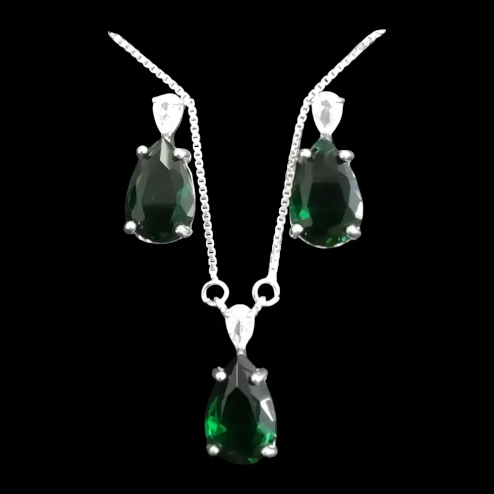 CONJUNTO GOTA COM ZIRCONIA (CORES)