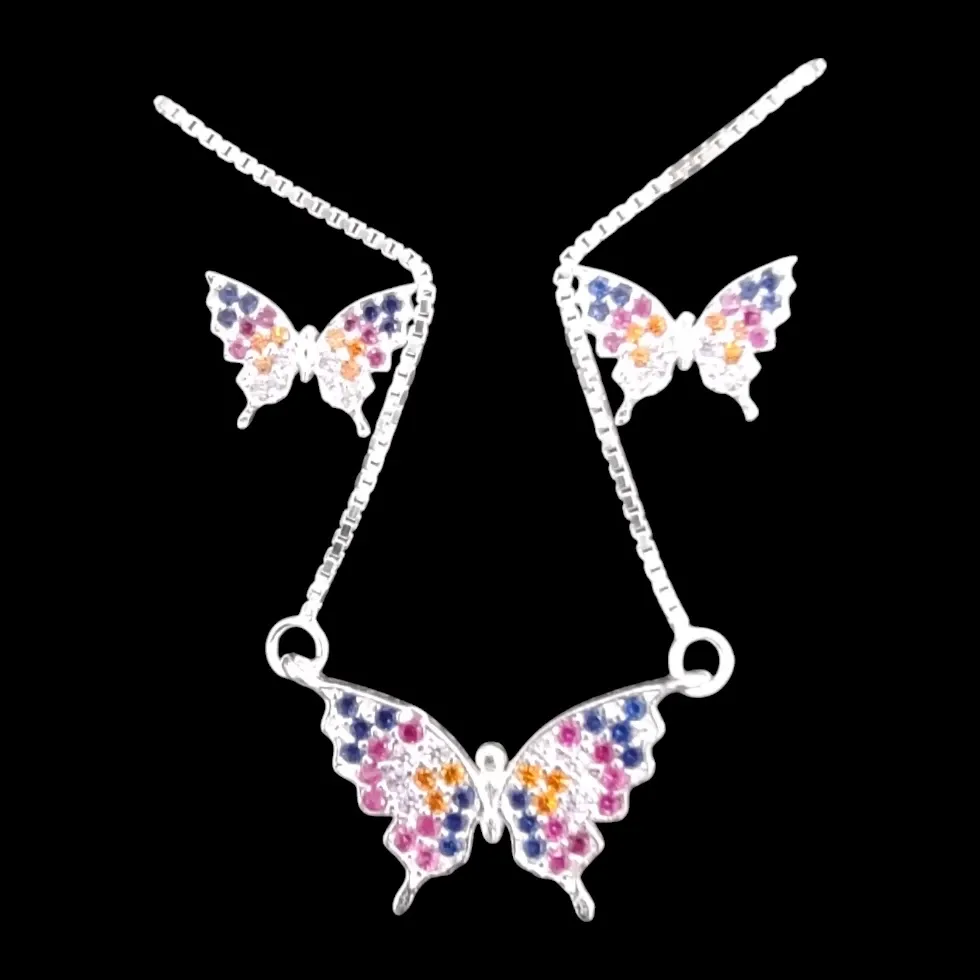 CONJUNTO BORBOLETA CRAVEJADO ( CORES)