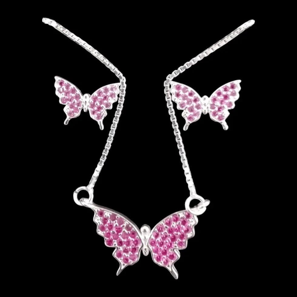 CONJUNTO BORBOLETA CRAVEJADO ( CORES)