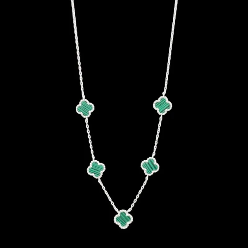 COLAR TREVOS 5 PEDRAS VERDE VAN CLEEF