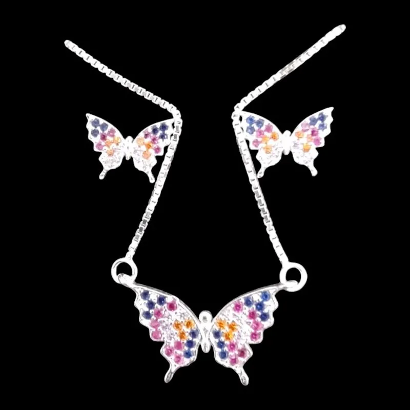 CONJUNTO BORBOLETA CRAVEJADO ( CORES)