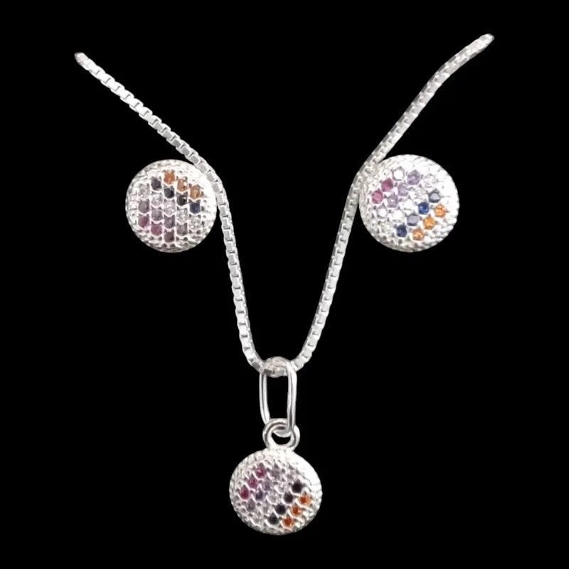 CONJUNTO REDONDO CRAVEJADO PEQUENO COLORIDO