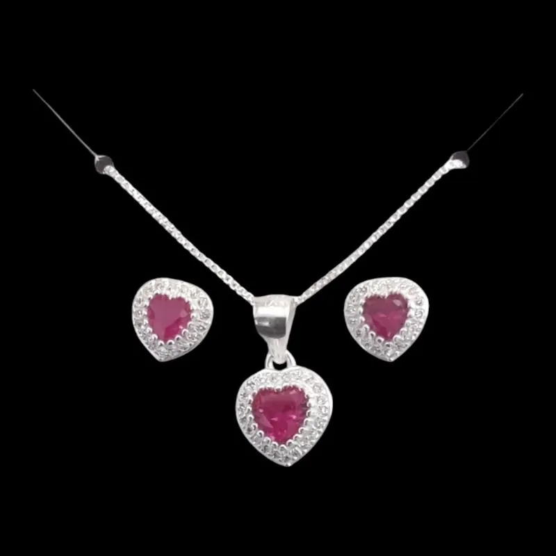 CONJUNTO CORAÇÃO MICROZIRCONIA VERMELHO