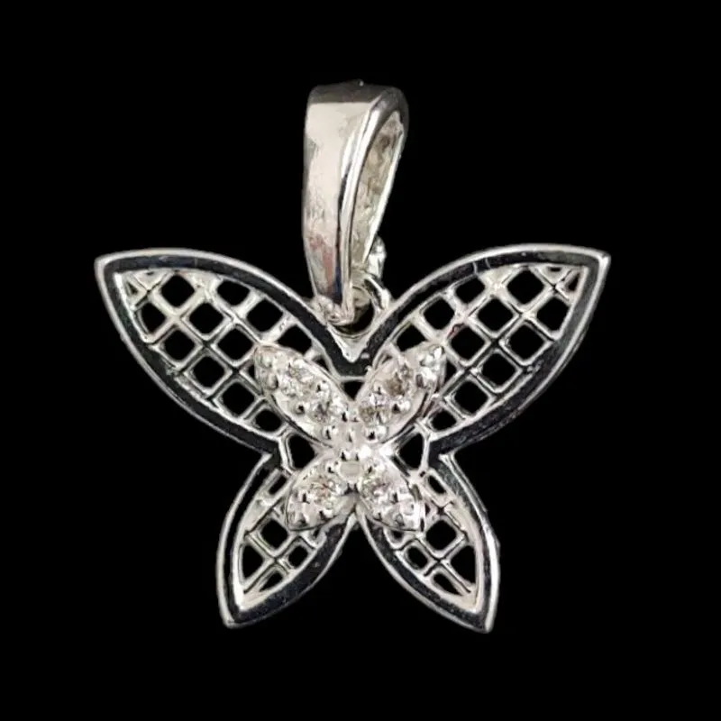 PINGENTE BORBOLETA EM X CRAVEJADA