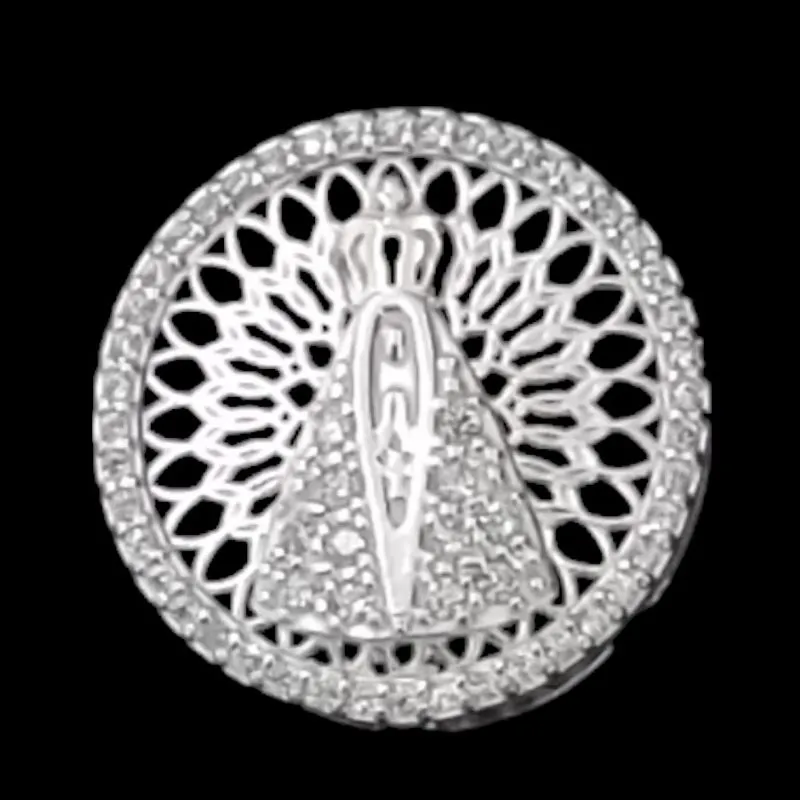 PINGENTE NOSSA SRA.  CIRCULO CRAVEJADO MICROZIRCONIA