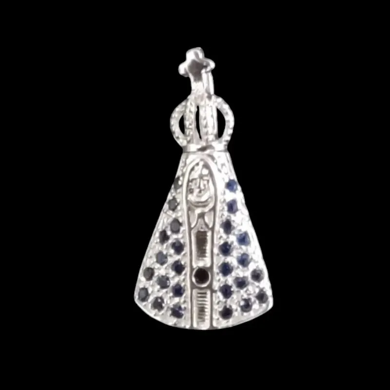 PINGENTE NOSSA SRA.MANTO AZUL CRAVEJADO