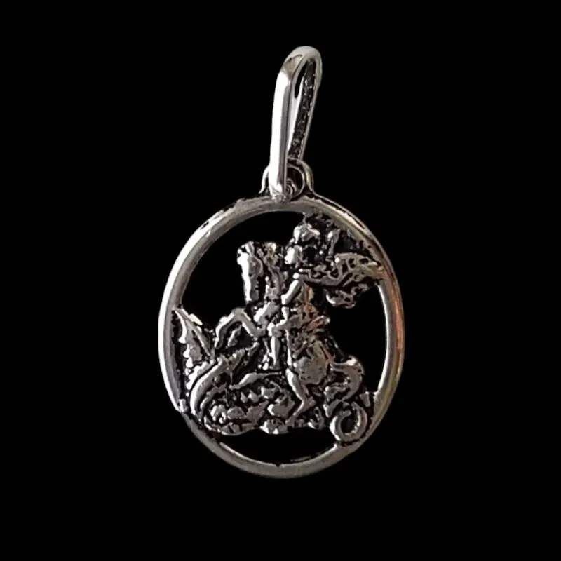 PINGENTE SAO JORGE REDONDO ENVELHECIDO TAM. MEDIO