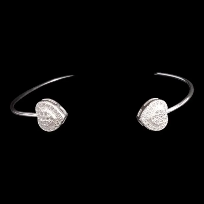 BRACELETE ABERTO CORAÇÃO DUPLO CRAVEJADO