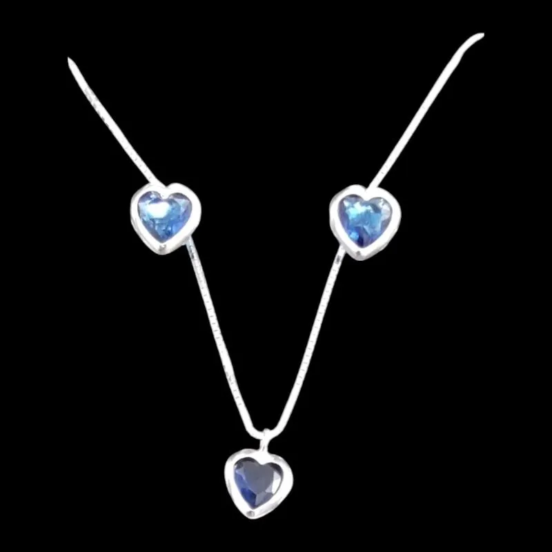 CONJUNTO CORAÇÃO 6X6  CRAVAÇÃO INGLESA TRADICIONAL AZUL ESCURO