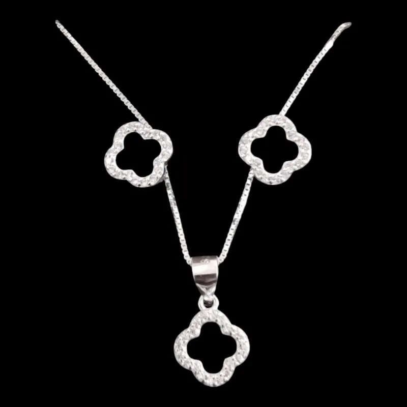 CONJUNTO TREVO VAN CLEEF MICROZIRCONIA PRETO