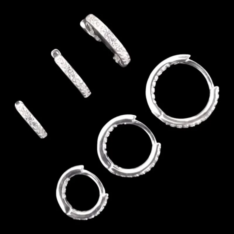 TRIO DE ARGOLAS CLICK 1/2 CRAVEJADA FIO QUADRADO 2MM