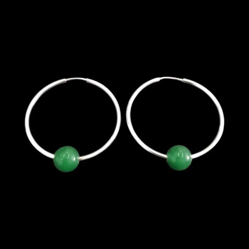 BRINCO ARGOLA REDONDA (RAIO 3 CM ) COM PEDRA NATURAL (CORES)