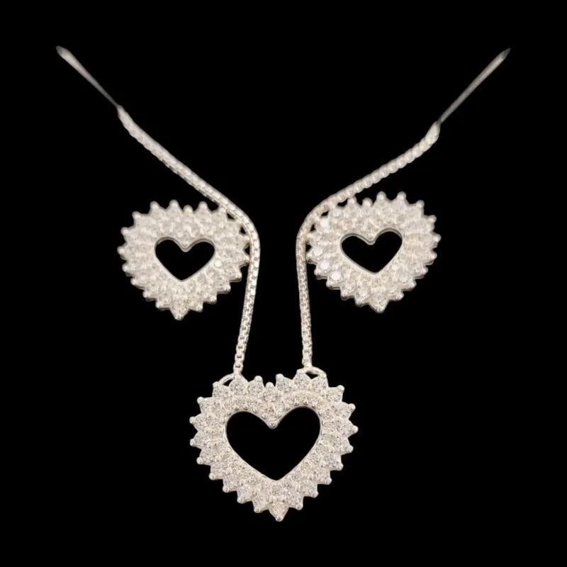 CONJUNTO CORAÇÃO GRANDE COM MOLDURA CRAVEJADA (CORES)