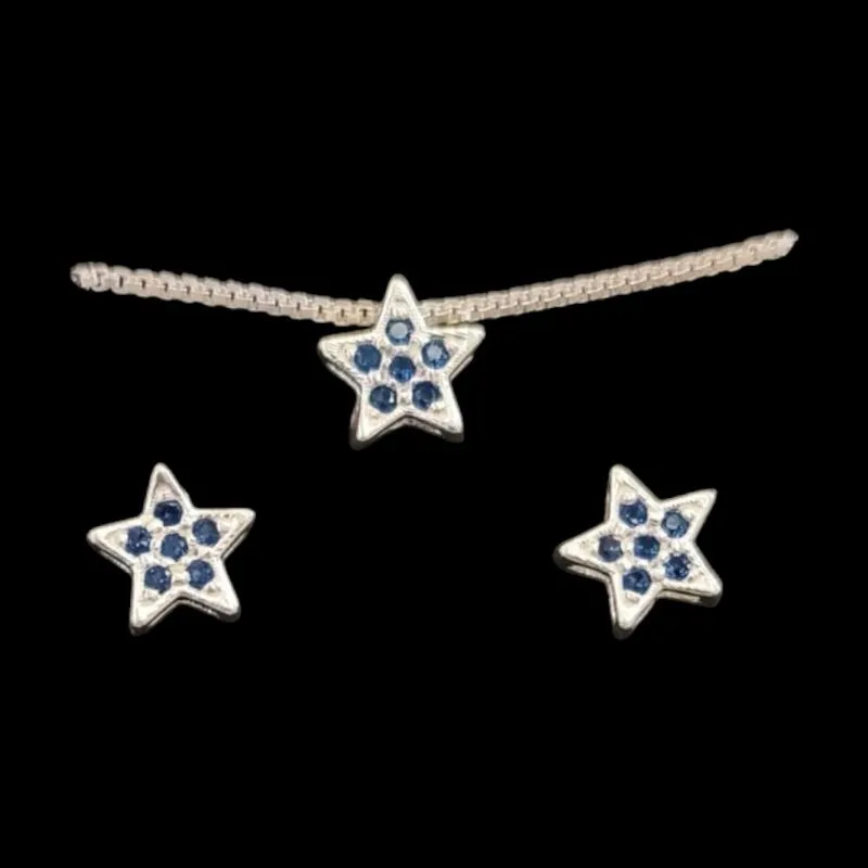 CONJUNTO ESTRELA CAIXINHA  PEDRA AZUL