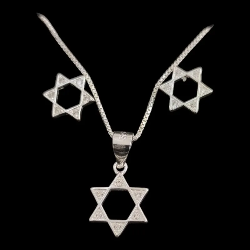 CONJUNTO ESTRELA DE DAVI MICROZIRCONIA CRAVEJADO