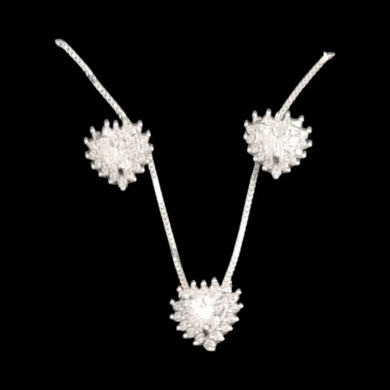 CONJUNTO ZIRCONIA CORAÇÃO MOLDURA CRAVEJADA BRANCO