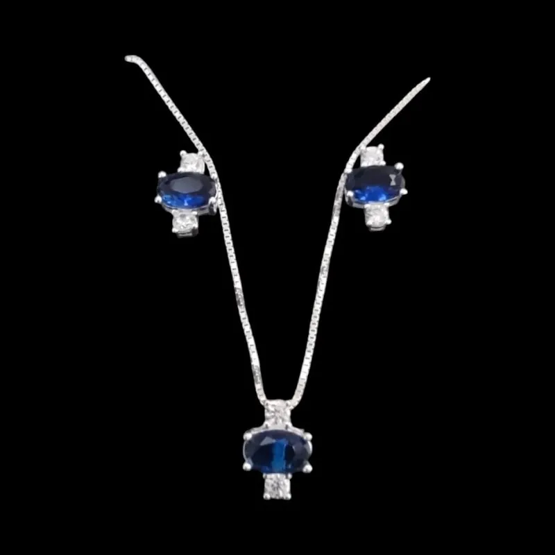 CONJUNTO ZIRCONIA OVAL AZUL