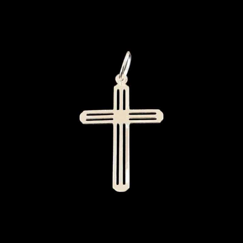 PINGENTE CRUZ LISA VAZADA LASER MEDIA