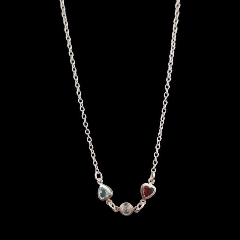 CHOKER 2 CORAÇOES E PEDRA REDONDA